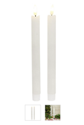 2/Set - White Wax Timer Tapers - 10"H