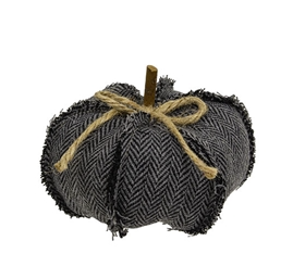 Dark Gray Chevron Pumpkin - 4.5" dia x 3.5"H