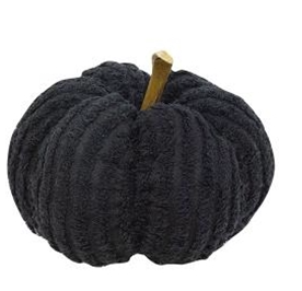 Black Chenille Stuffed Pumpkin 5.75"
