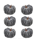 6/Set, Gray Velvet Pumpkins, 2.5"