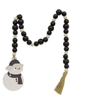 Black & White Bead Garland w/Snowman