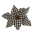 Black/Wht Plaid Poinsettia Clip Ornament