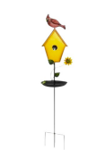 Birdbath w/birdhouse Sign & Cardinal Stake
