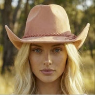 Vegan Suede Cowboy Hat with Braided Band